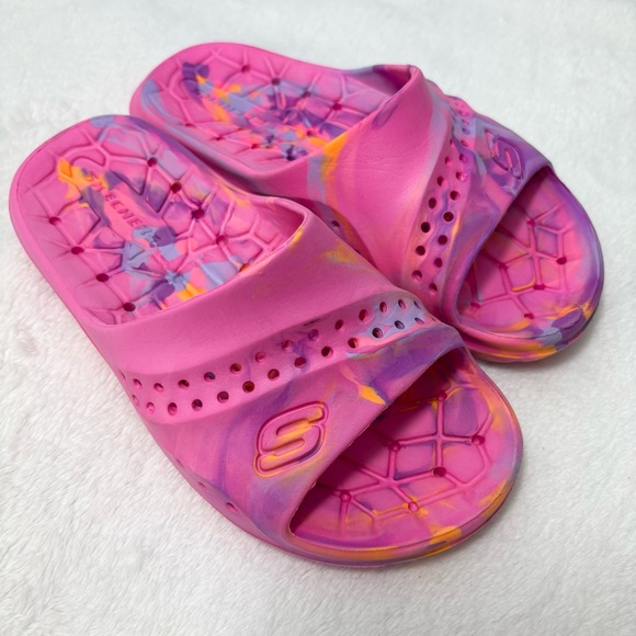 Skecher  Multicolor Hogan-Color Splashed  Slide Sandal Girl Size 13 - Picture 1 of 10